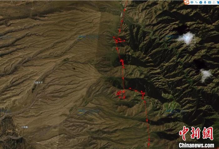 圖為雪豹故地重游來到放歸地的足跡?！?nèi)蒙古賀蘭山國家級自然保護區(qū)供圖