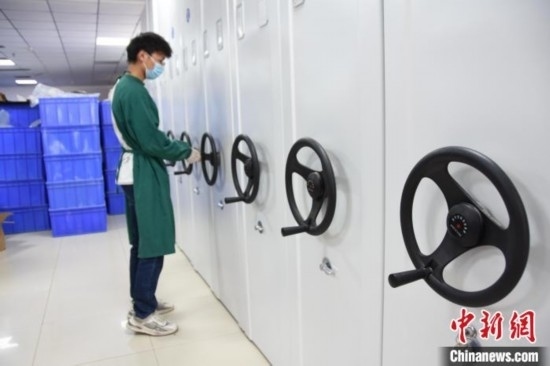 圖為鄭州大學(xué)人骨考古實(shí)驗(yàn)室內(nèi)的骨骼標(biāo)本庫。王宇 攝