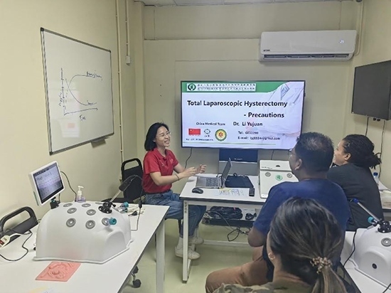 培訓(xùn)現(xiàn)場。第18期援圭亞那醫(yī)療隊供圖