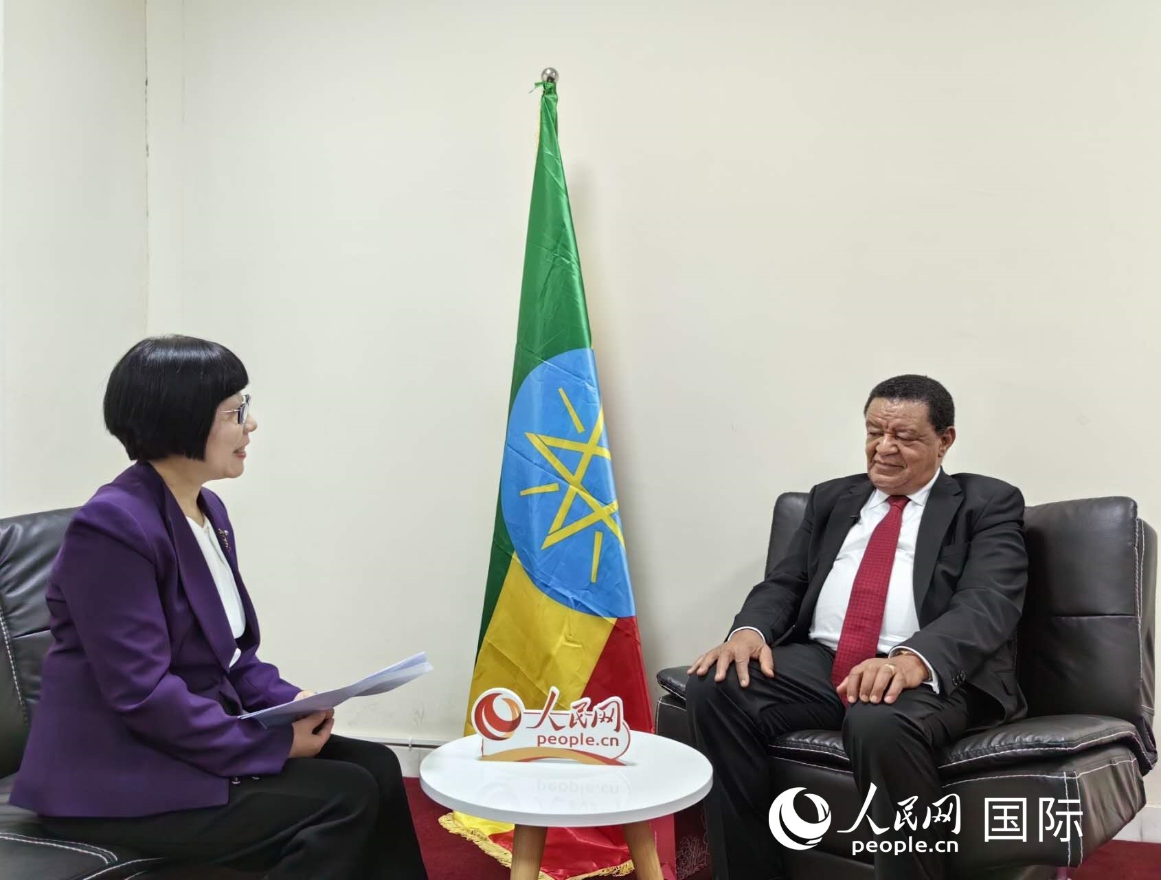 穆拉圖·特肖梅接受人民網(wǎng)記者唐維紅采訪。人民網(wǎng)記者 陳星星攝