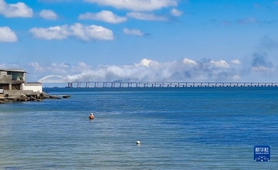 這是8月12日拍攝的克里米亞大橋。新華社/塔斯社