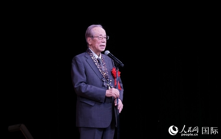 日本前首相福田康夫發(fā)表致辭。人民網 蔣曉辰攝