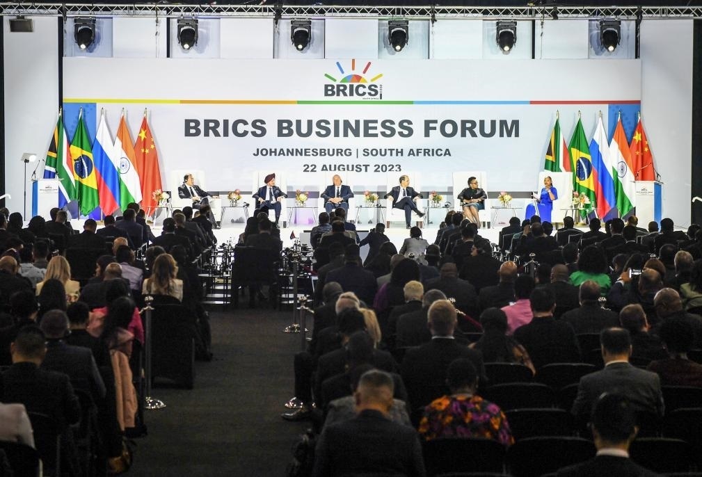 這是8月22日在南非約翰內(nèi)斯堡拍攝的金磚國家工商論壇現(xiàn)場。新華社記者李亞輝攝