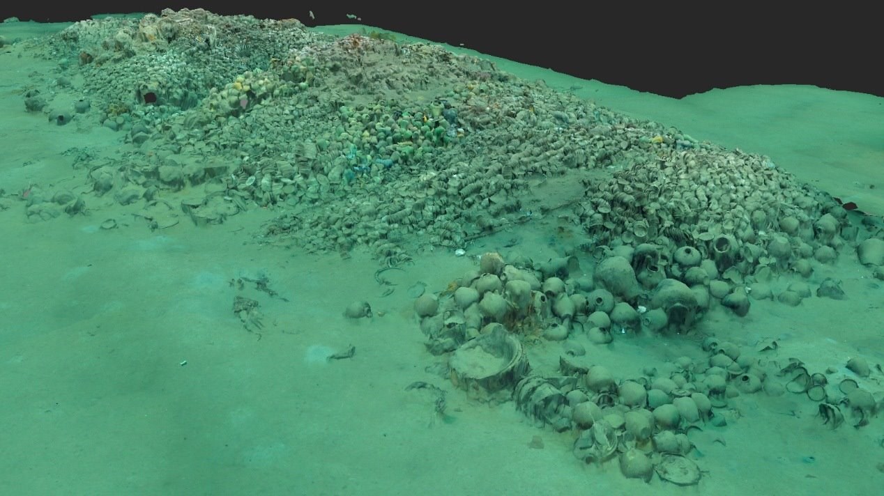 南海西北陸坡一號(hào)沉船遺址核心區(qū)三維圖。國(guó)家文物局供圖