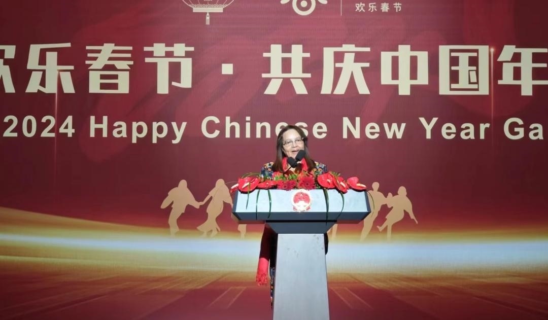 南非旅游部長德利萊女士致辭。中國駐南非大使館供圖