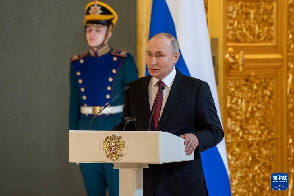 3月20日，俄羅斯總統(tǒng)普京在莫斯科克里姆林宮與其競選團隊代表舉行見面會。新華社記者 曹陽 攝