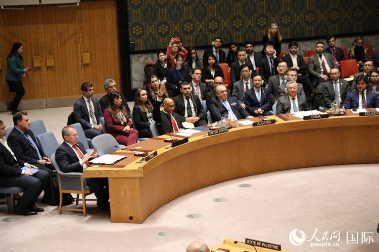 4月18日，安理會(huì)投票現(xiàn)場，12個(gè)成員投贊成票。 人民網(wǎng)記者 李志偉攝