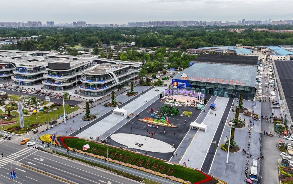 這是2024年4月23日拍攝的成都世園會郫都分會場（無人機照片）。新華社記者 王曦 攝