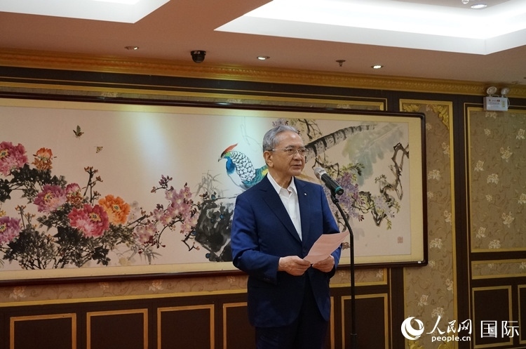 創(chuàng)價(jià)學(xué)會會長原田稔致辭。