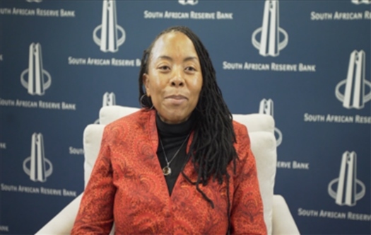 南非儲備銀行副行長、審慎監(jiān)管局首席執(zhí)行官芬迪?查齊巴納視頻發(fā)言。（中國建設(shè)銀行約翰內(nèi)斯堡分行供圖）