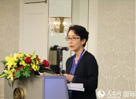 日本貿(mào)易振興機(jī)構(gòu)（JETRO）企劃部海外地區(qū)戰(zhàn)略主管日向裕彌致辭。人民網(wǎng) 許可攝