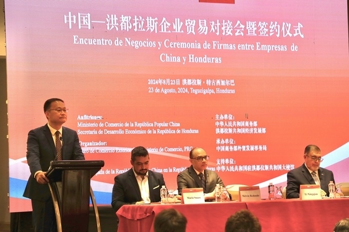 中國商務部外貿(mào)司司長李興乾發(fā)表講話。埃內(nèi)斯托·多明戈斯攝