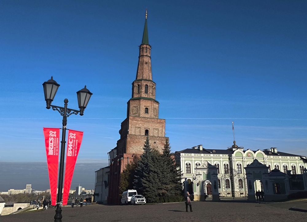 這是2024年10月20日拍攝的俄羅斯喀山克里姆林宮一景。新華社記者 丁海濤 攝