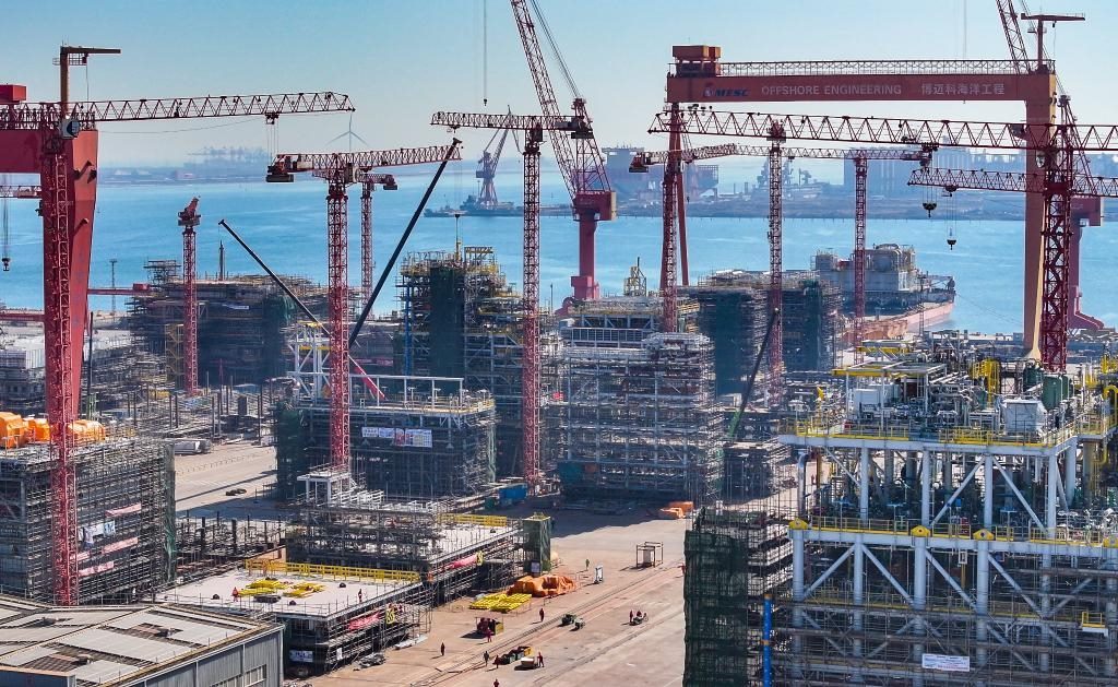 這是3月21日拍攝的天津博邁科海洋工程股份有限公司廠區(qū)一景（無(wú)人機(jī)照片）。新華社記者 趙子碩 攝